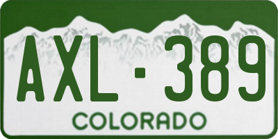 CO license plate AXL389