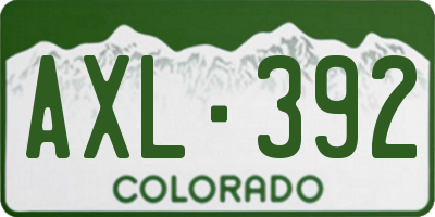 CO license plate AXL392