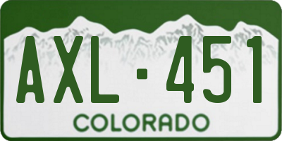 CO license plate AXL451