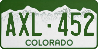 CO license plate AXL452