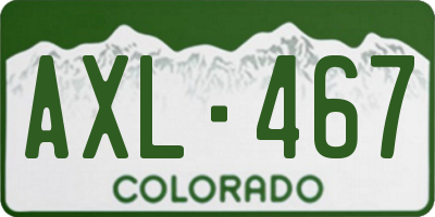 CO license plate AXL467