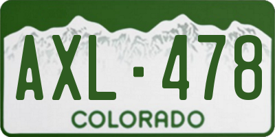 CO license plate AXL478