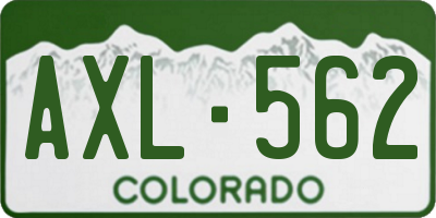 CO license plate AXL562