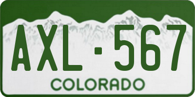 CO license plate AXL567