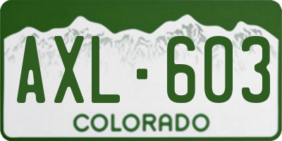CO license plate AXL603