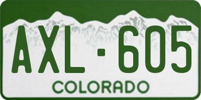 CO license plate AXL605