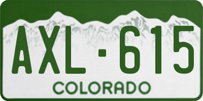 CO license plate AXL615