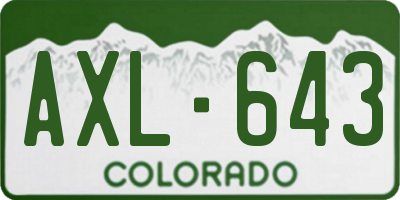 CO license plate AXL643