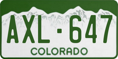 CO license plate AXL647