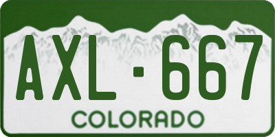 CO license plate AXL667