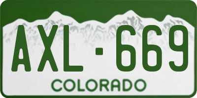 CO license plate AXL669