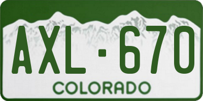 CO license plate AXL670