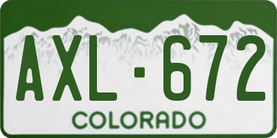 CO license plate AXL672