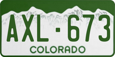 CO license plate AXL673