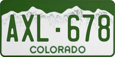 CO license plate AXL678
