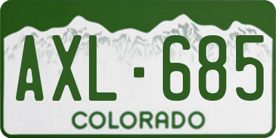 CO license plate AXL685