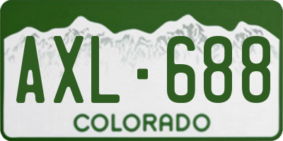 CO license plate AXL688