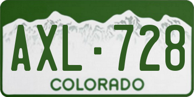 CO license plate AXL728