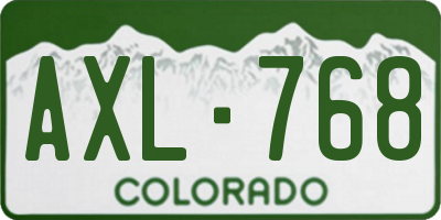 CO license plate AXL768