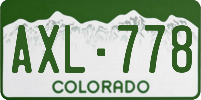CO license plate AXL778