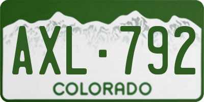 CO license plate AXL792