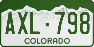 CO license plate AXL798