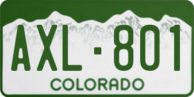 CO license plate AXL801