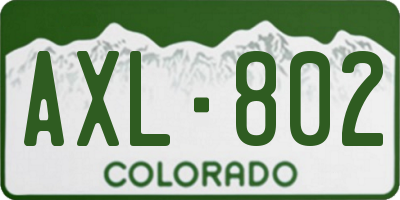 CO license plate AXL802