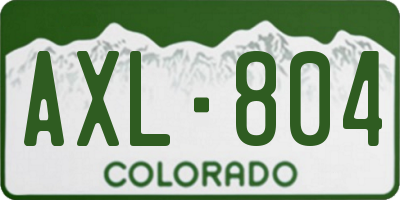 CO license plate AXL804
