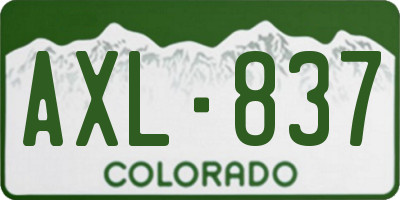 CO license plate AXL837