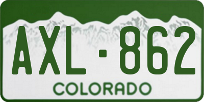 CO license plate AXL862