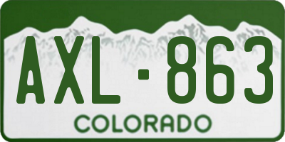 CO license plate AXL863