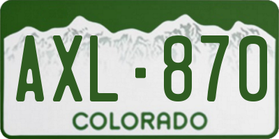 CO license plate AXL870