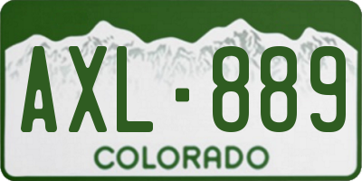 CO license plate AXL889