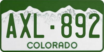 CO license plate AXL892