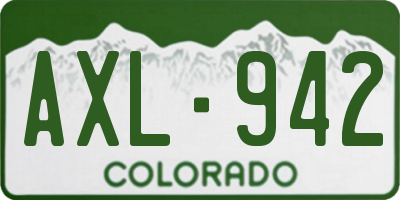 CO license plate AXL942