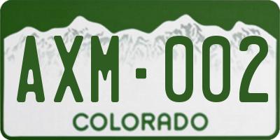 CO license plate AXM002