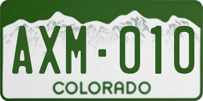 CO license plate AXM010