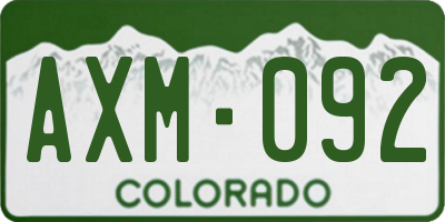 CO license plate AXM092
