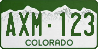 CO license plate AXM123