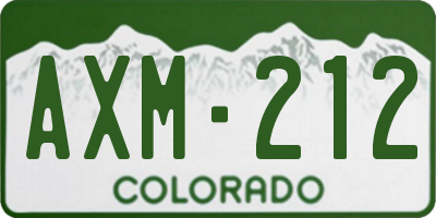 CO license plate AXM212