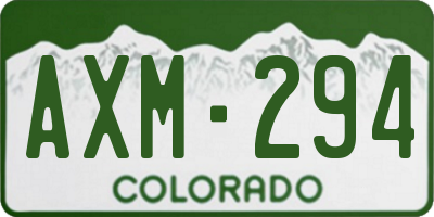 CO license plate AXM294