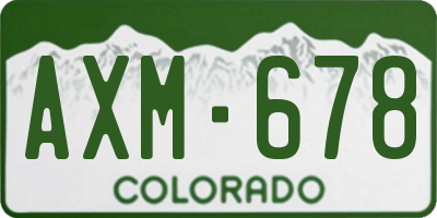 CO license plate AXM678