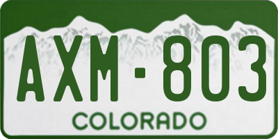 CO license plate AXM803