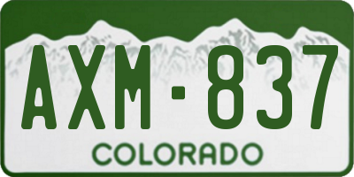 CO license plate AXM837