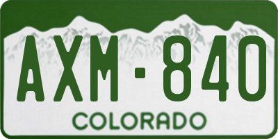 CO license plate AXM840