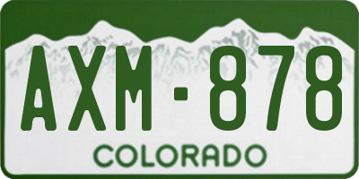 CO license plate AXM878