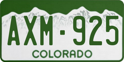 CO license plate AXM925