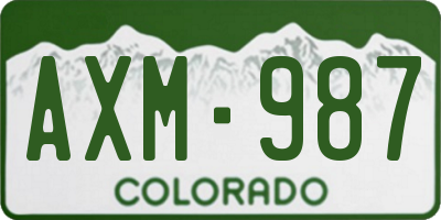 CO license plate AXM987