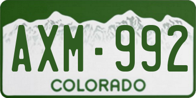 CO license plate AXM992